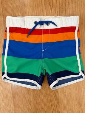 Mini Boden Multicolor Stripe Swim Trunks 3T 4T